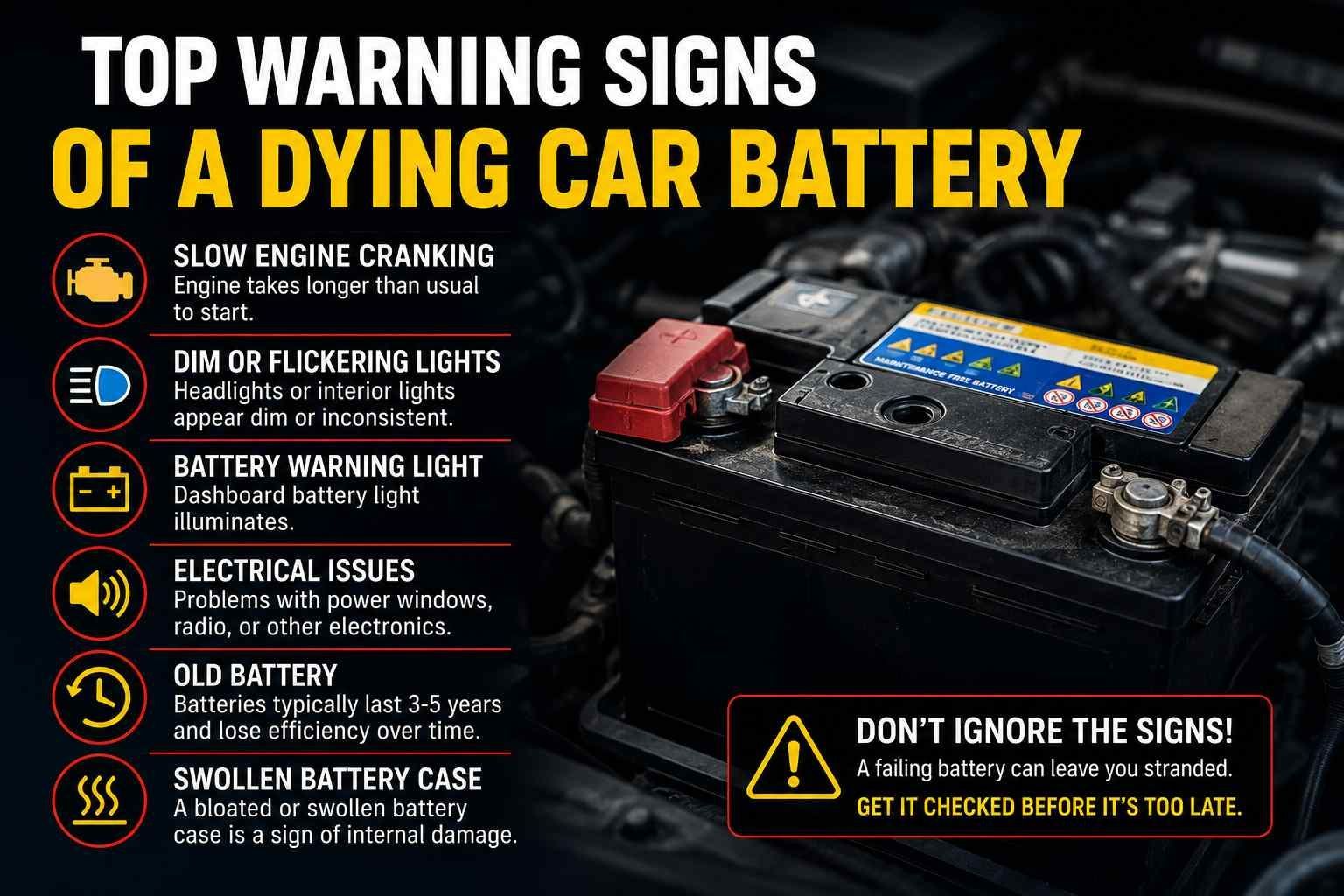 Top Warning Signs of a Dying Car Battery