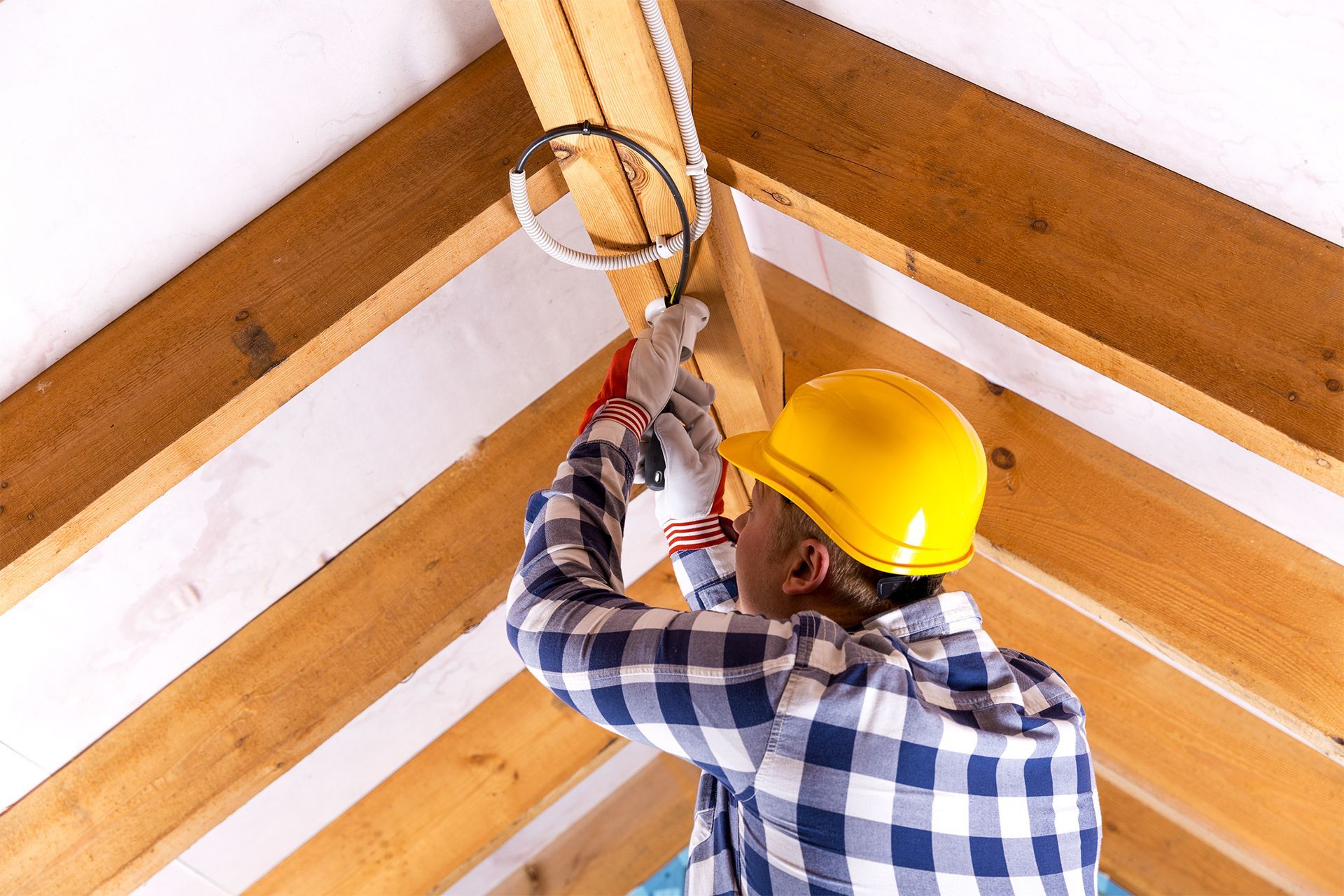 Installing Electrical Wires on Ceiling