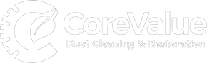 CoreValue logo with a gear and leaf design, text says 