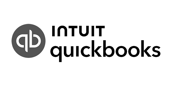 Intuit QuickBooks logo. A dark gray circle with "qb" initials, beside text "Intuit quickbooks" in black.