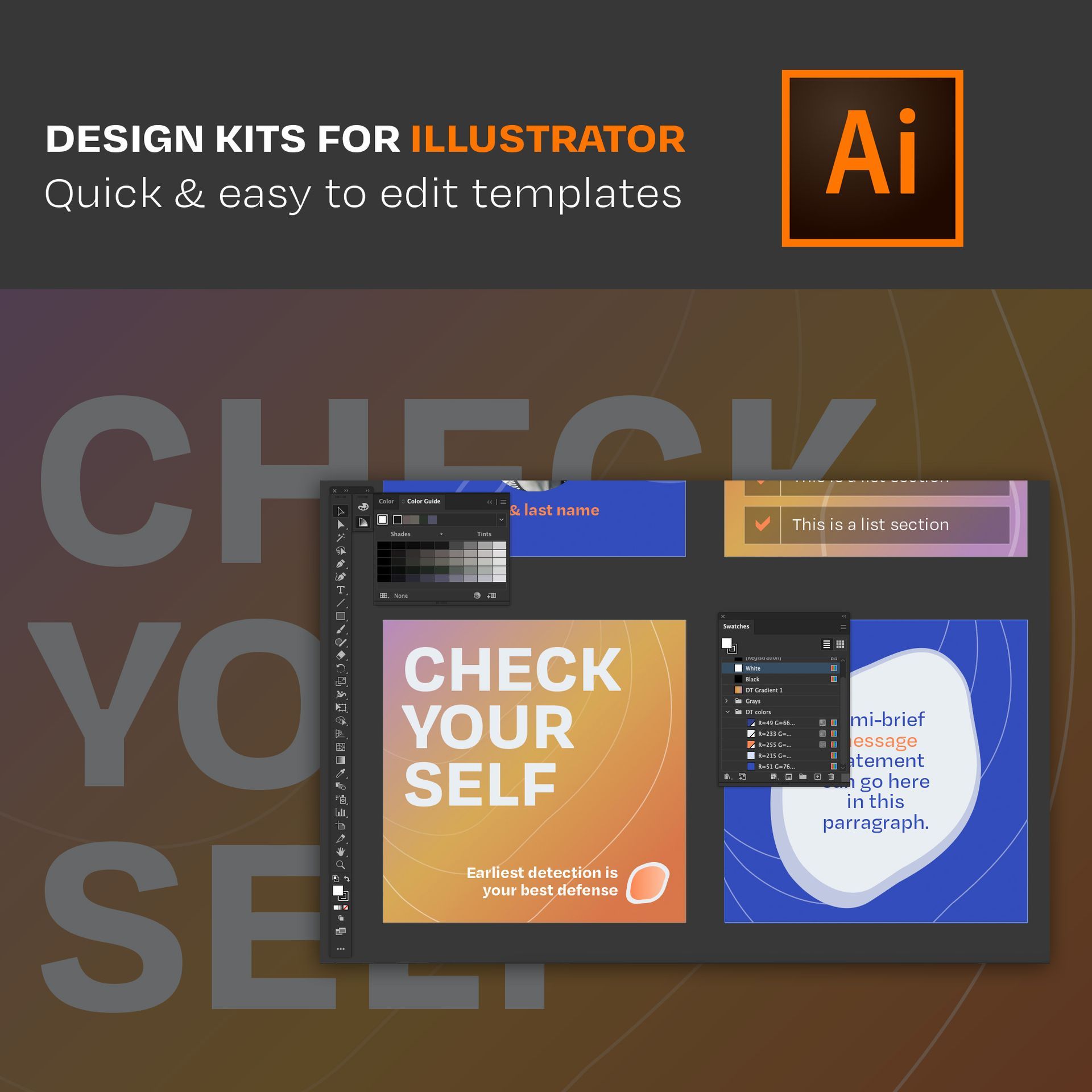 Design kits for Illustrator: templates with 