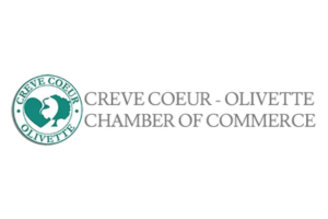 Creve Coeur-Olivette Chamber of Commerce logo in green and gray with circular emblem