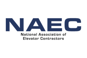 NAEC logo in dark blue with the words National Association of Elevator Contractors