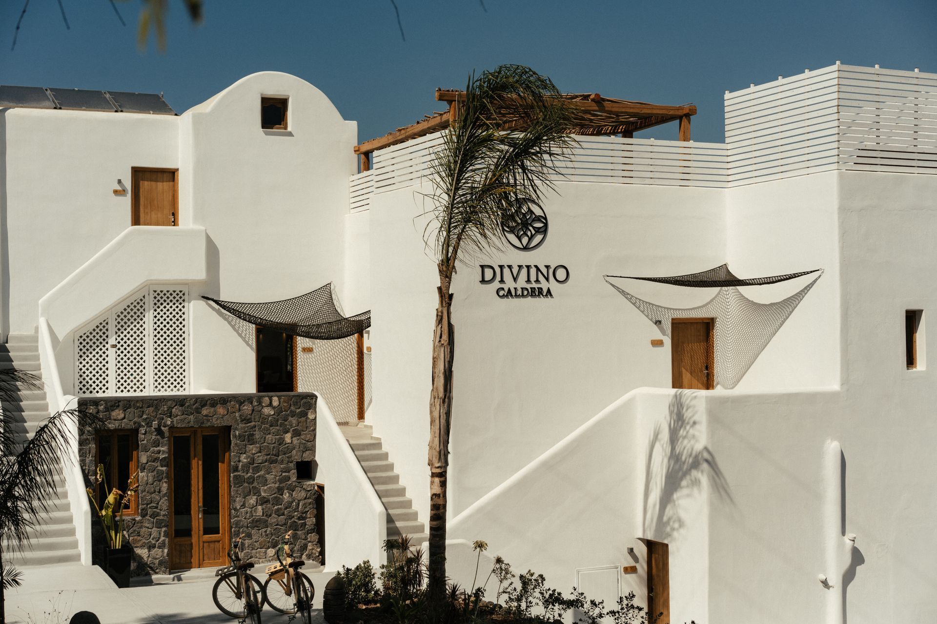 White Cycladic architecture hotel 