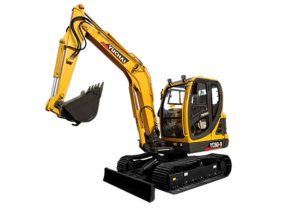 YUCHAI YC60 excavator on tracks with a bucket, boom, and cab.