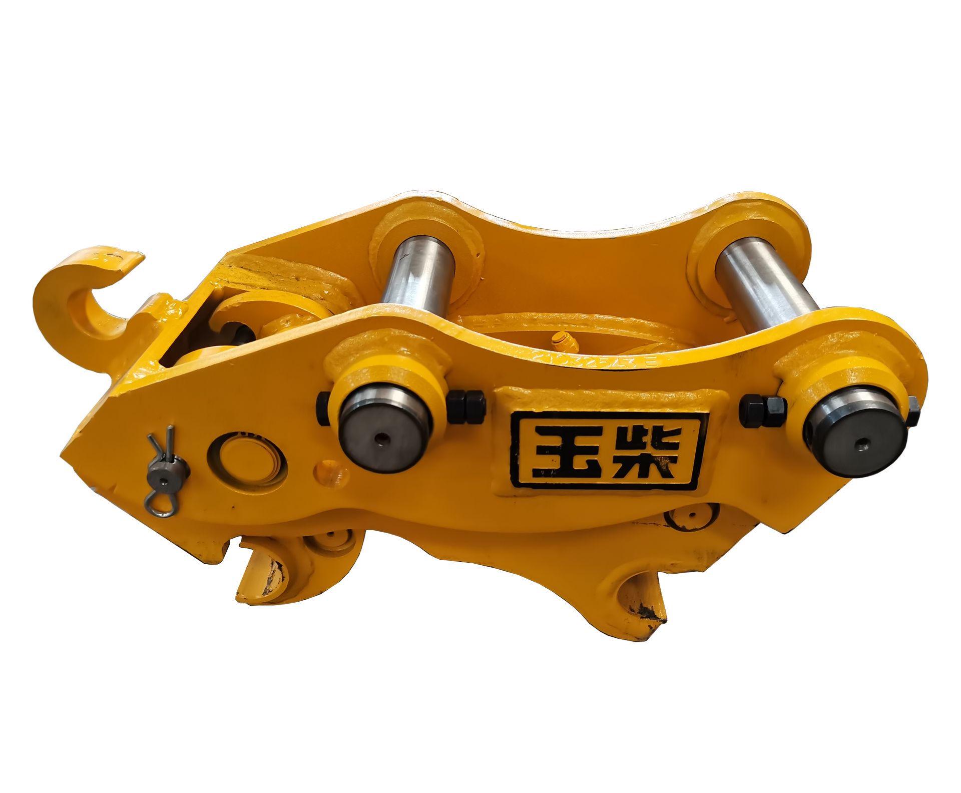Yellow excavator quick coupler with the 