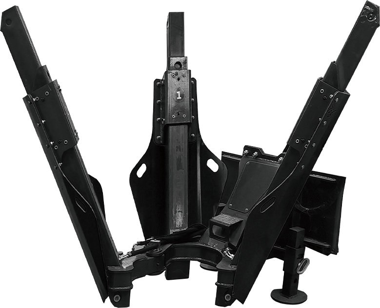 Black forklift forks, designed for lifting, on a white background.