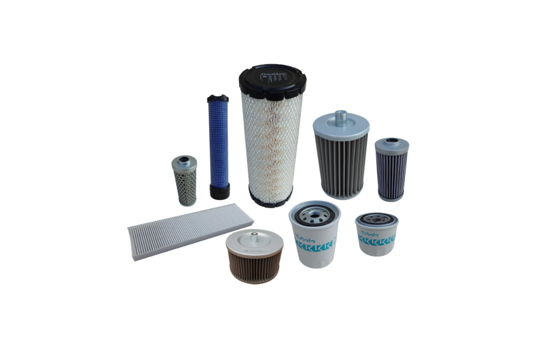 Collection of various YUCHAI filters on a white background.