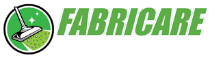 A green logo with a broom and the word fabricare on it.