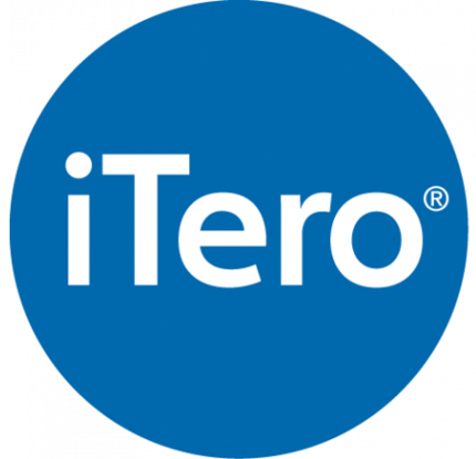 A blue circle with the word itero on it