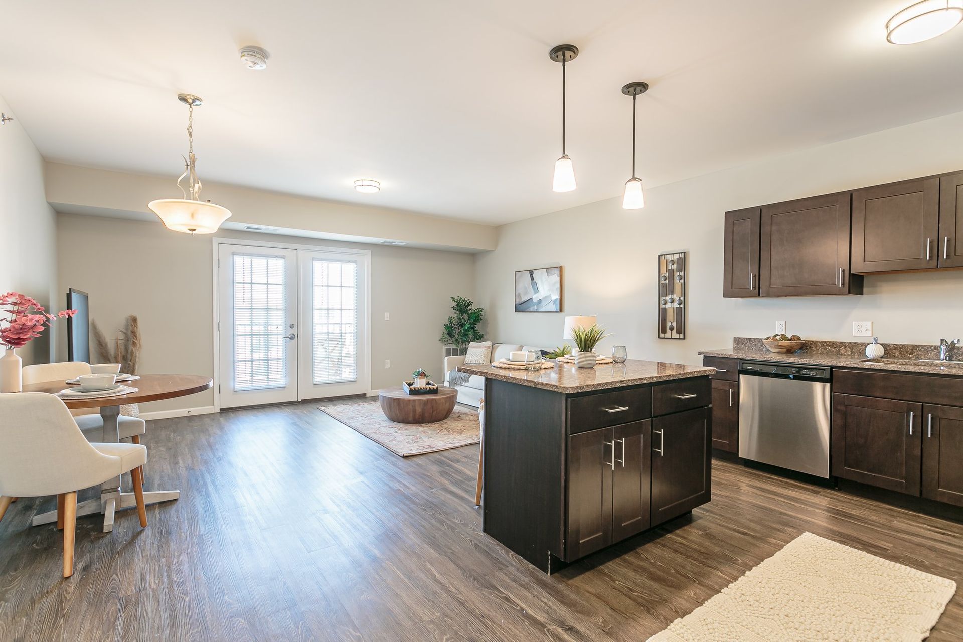 Open concept kitchen and living room