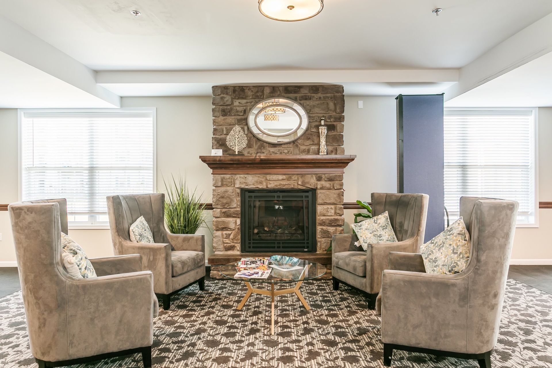 Community room with fireplace