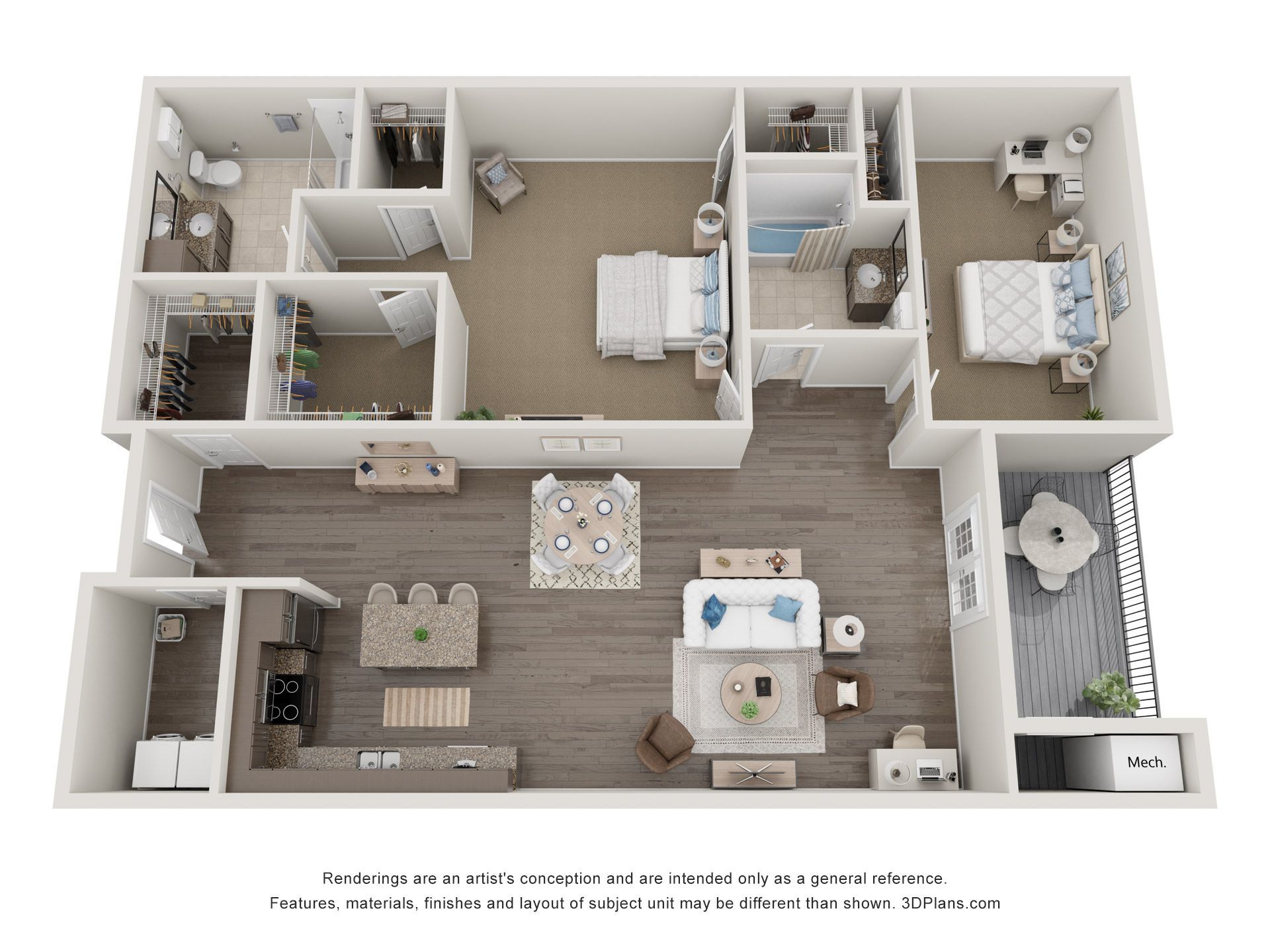 The Sonata Floorplan - 2 bedroom 2 bathroom
