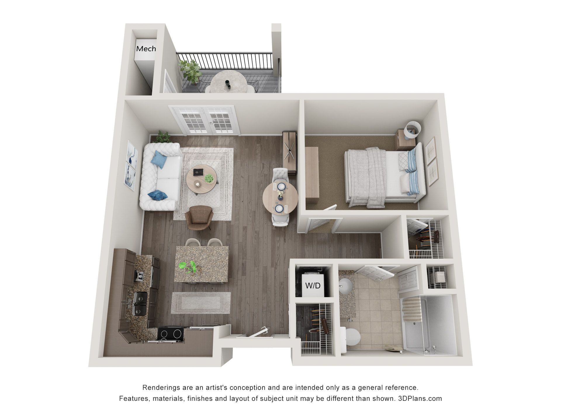 The Vista Floorplan - 1 bedroom 1 bathroom