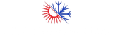 Logo with a red sun and a blue snowflake, representing heating and cooling.