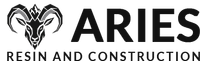 ARIES Resin and Construction logo with a stylized ram head in black and gray