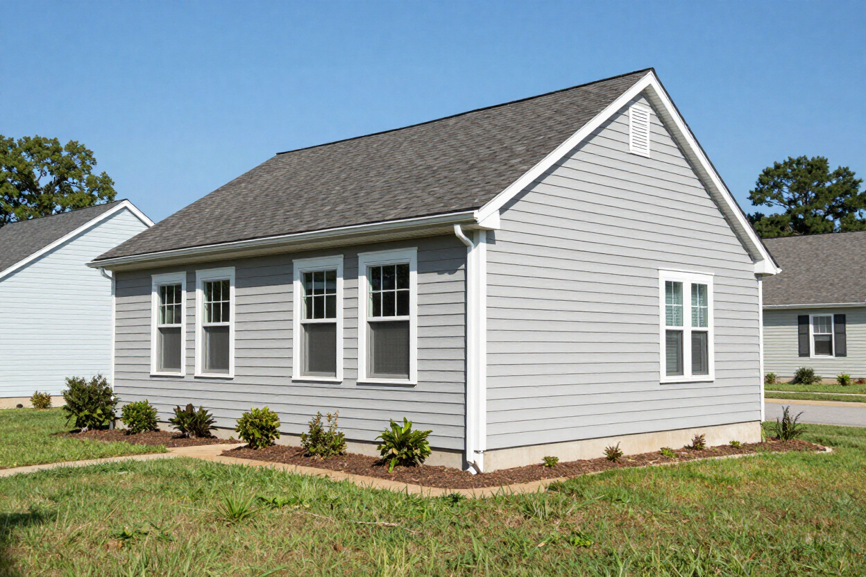 Completed vinyl siding installation on a single-story home in Fayetteville, TN
