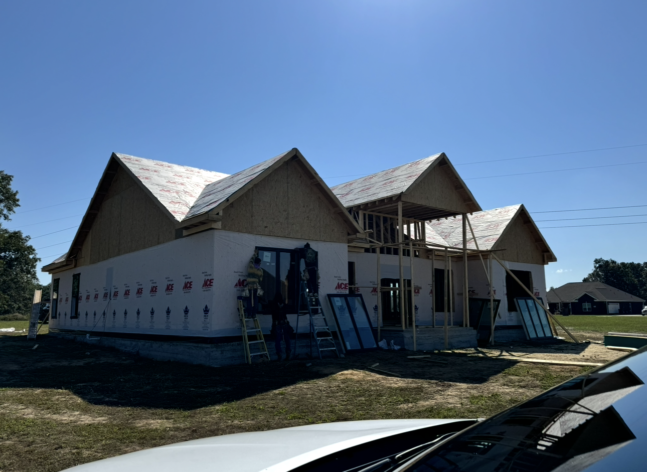 Cedar deck with stairs and railing completed for a homeowner in Lincoln County, TN