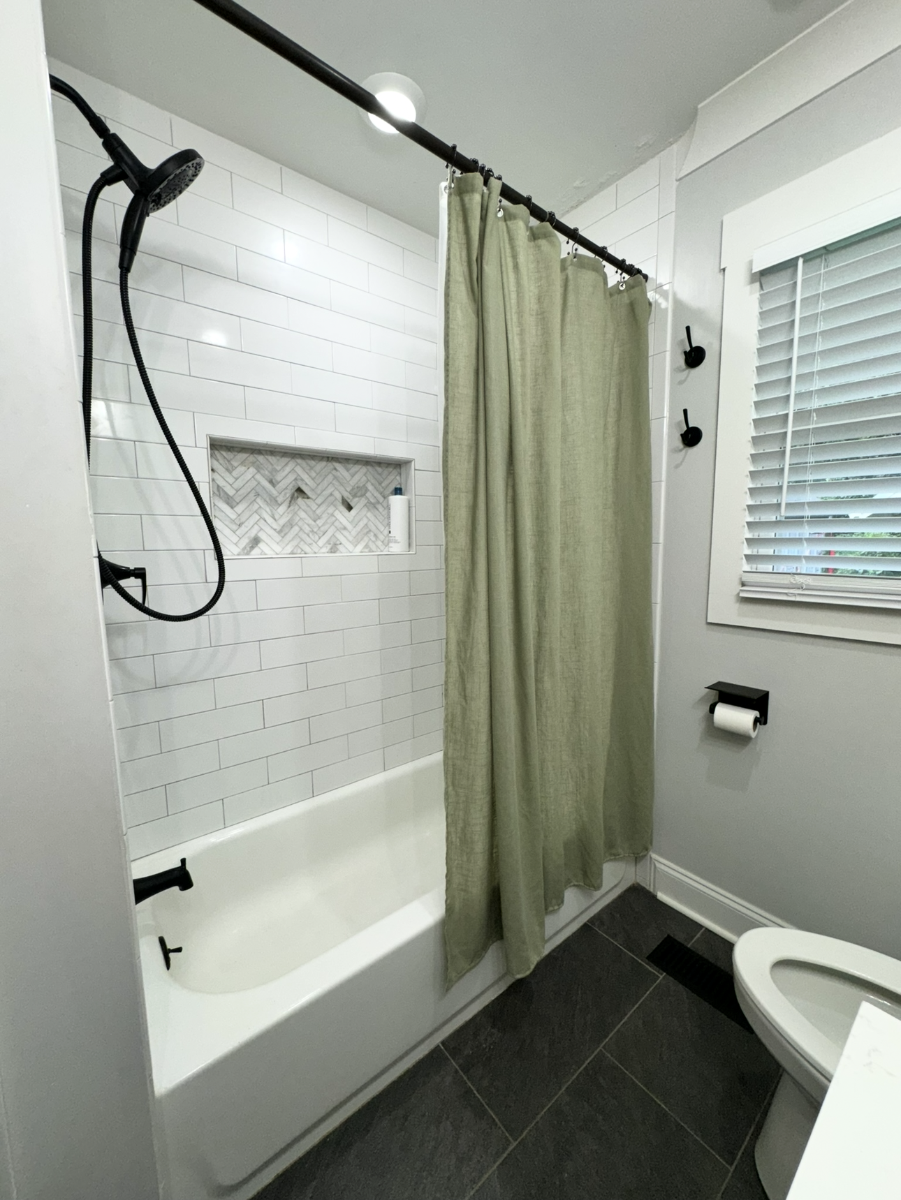 Residential bathroom remodel in progress at a Southern Middle Tennessee home, wall preparation before tile installation.