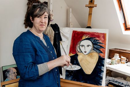 Sarah creating Morrigan in her studio