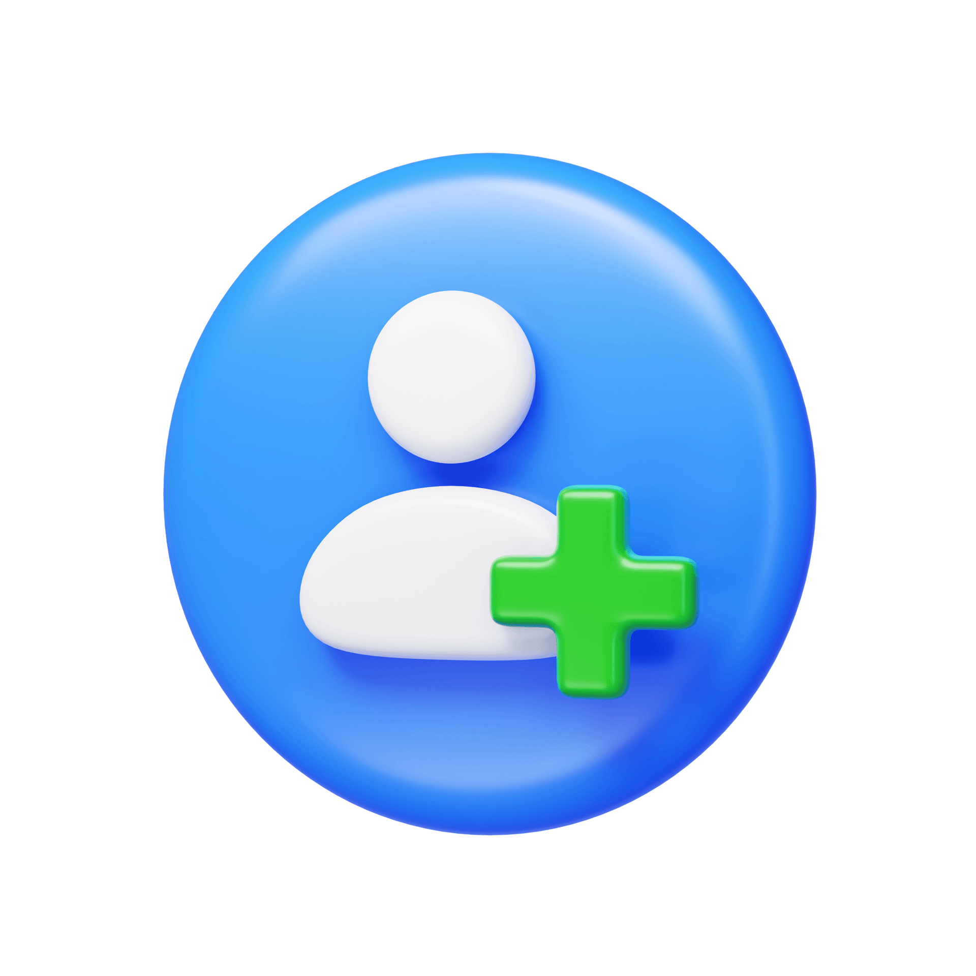 A blue circle with a person and a green plus sign on it.