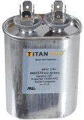 Silver Titan Pro dual-run capacitor with two terminals on top