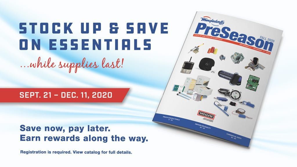 Preseason sale ad: “Stock up & save on essentials” Sept. 21–Dec. 11, 2020, with product catalog.