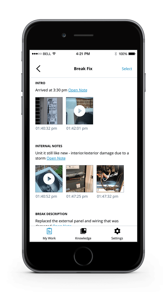 Smartphone showing a video-sharing app with a feed of video thumbnails and a bottom navigation bar