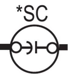 Black-and-white electrical symbol labeled “*SC” inside a circle, with a horizontal line and connector icons.