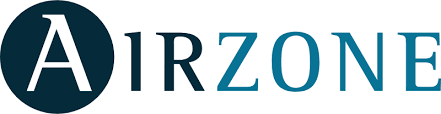 AIRZONE logo with dark teal circle and white “A” beside blue wordmark