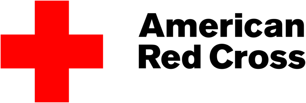 American Red Cross logo with red cross and black text on white background