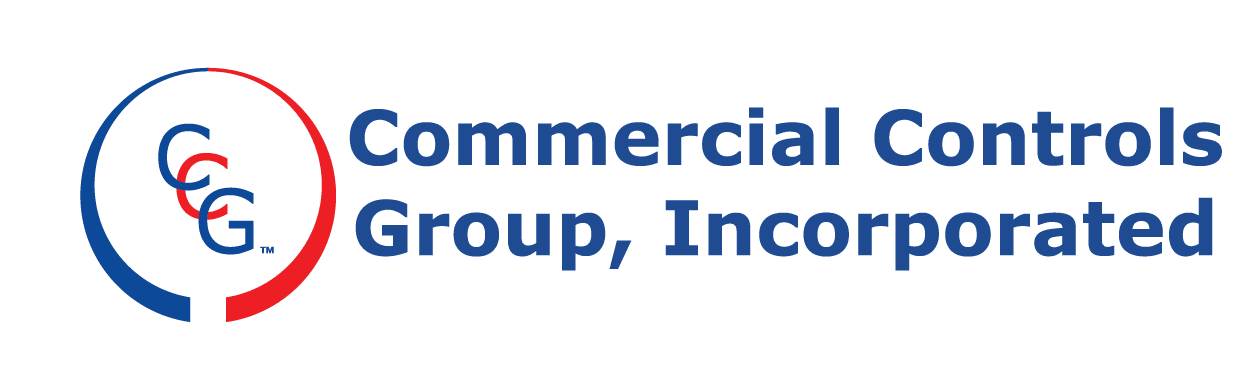 Commercial Controls Group, Incorporated logo with red and blue circular CCG emblem and blue text