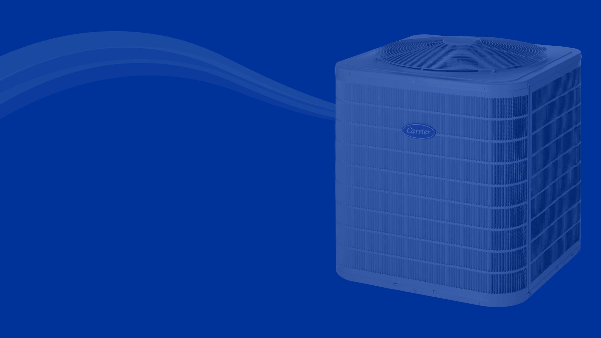 Blue 3D server tower icon on a blue background with flowing wave lines