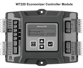 Honeywell W7220 economizer controller module with small display and buttons