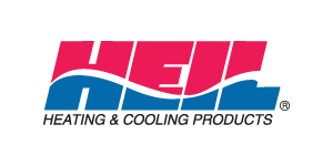HEAT Heating & Cooling Products logo in red and blue text