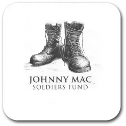 Johnny Mac Soldiers Fund logo with black combat boots and text on white background