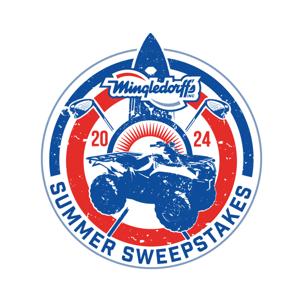 WincleDorf’s 2024 Summer Sweepstakes logo in red, white, and blue with a shark and waves