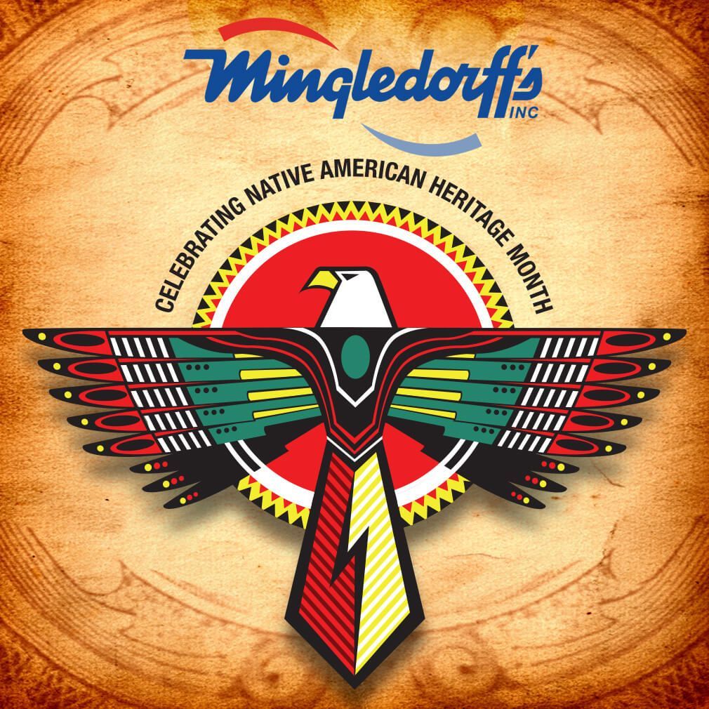 Winged graphic with “Wingedoff Inc.” and “Celebrating Native American heritage month” text on tan background