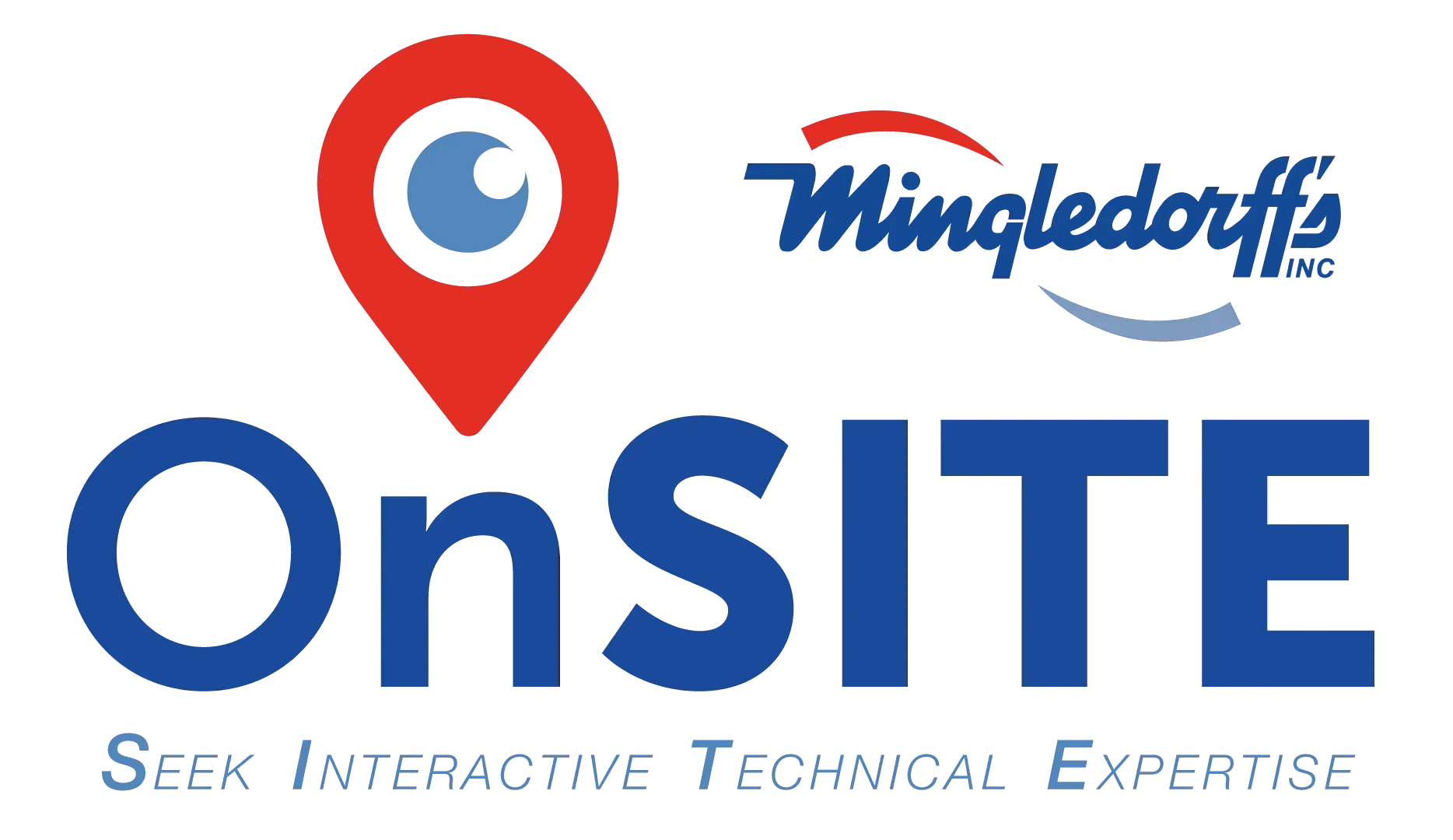 OnSITE logo with red pin icon and blue Mingledorff’s text above, tagline “Seek Interactive Technical Expertise” below