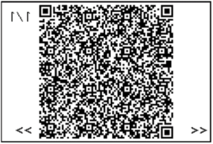 Black-and-white QR code with small corner markers and arrows on a white background