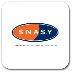 SNASY logo in orange and blue with the words “Special Needs Assistance Station for You” underneath