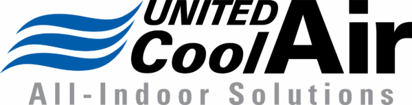 United CoolAir logo with blue wave graphic and “All-Indoor Solutions” text