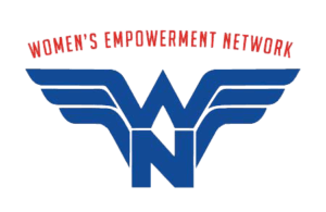Women’s Empowerment Network logo in red and blue with stylized wings and WEN initials