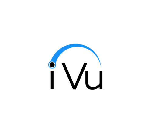 IVu logo with black text and a blue arc above the “i”