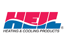 HEIL Heating & Cooling Products logo in red and blue with white background