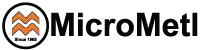 MicroMetl logo with orange circular icon and black text on a white background