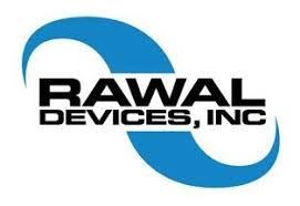 Rawal Devices, Inc. logo with blue circular swoosh and black text