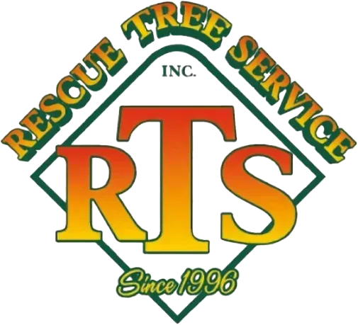Logo for "Rescue Tree Service, Inc." featuring large red and yellow "RTS" letters inside a green diamond, "Since 1996" below.