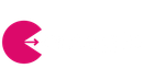 A pink circle with an arrow pointing to the right on a white background.