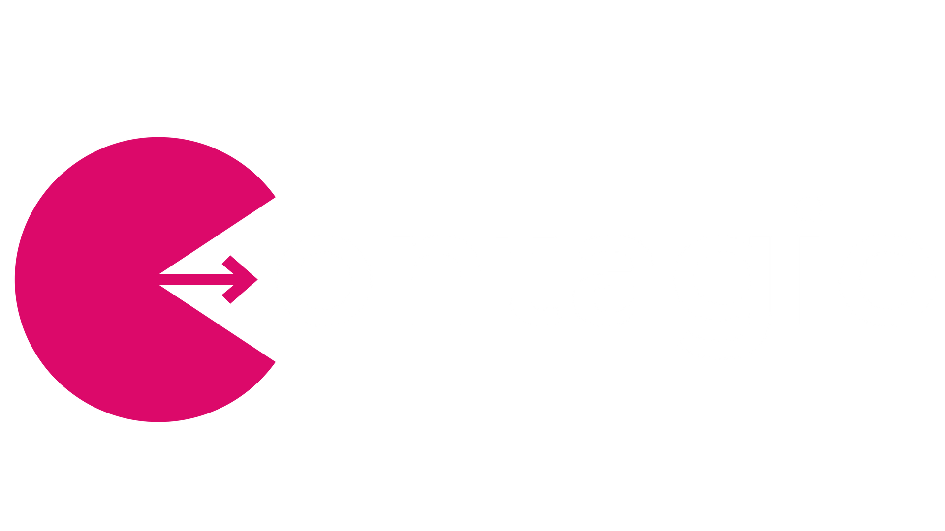 A pink circle with an arrow pointing to the right on a white background.